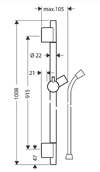 Hansgrohe NICA S Puro 900 28631670 sprchová garnitura, matná černá