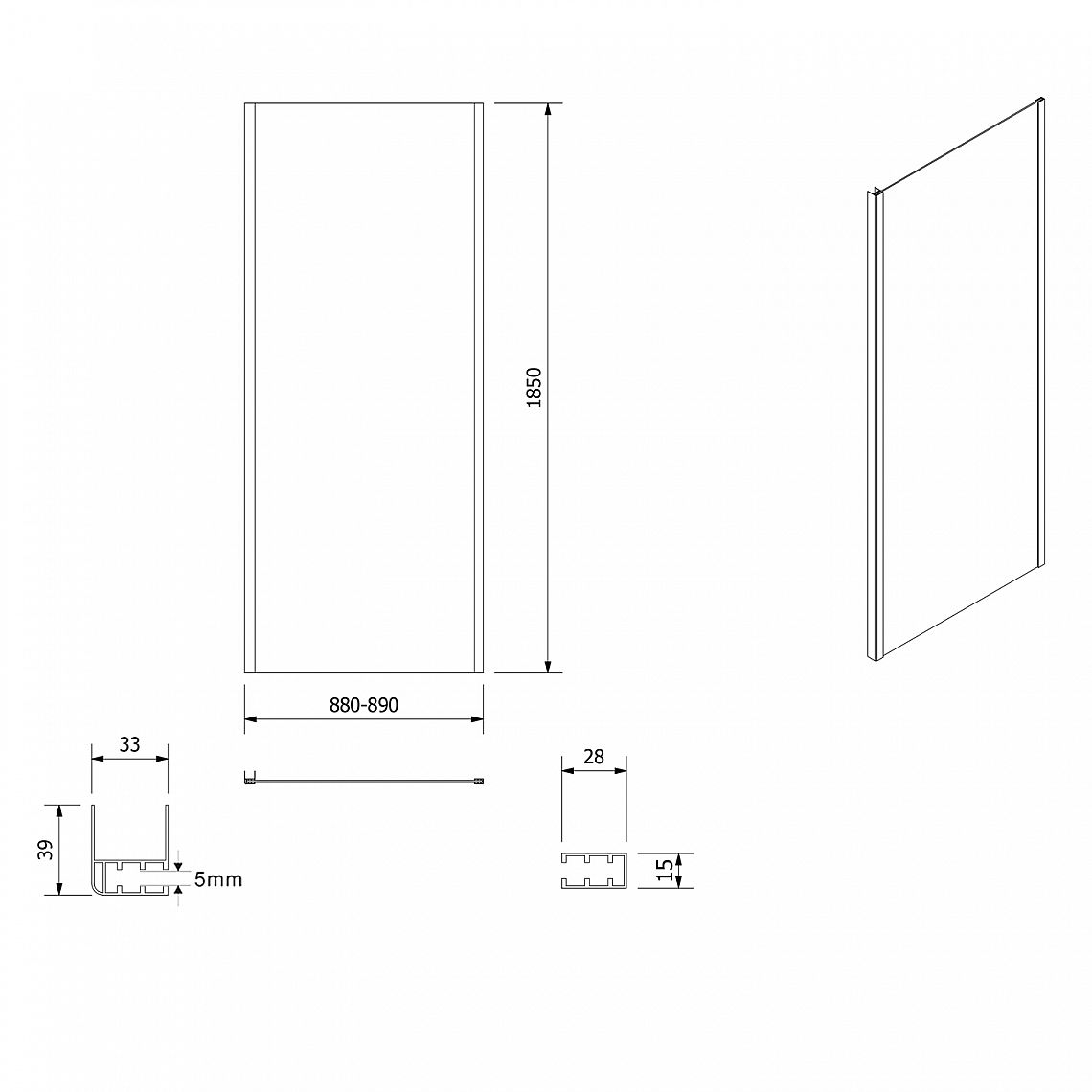 SAPHO AQUALINE AMADEO obdélníkový sprchový kout 1200x900 mm, L/P varianta, sklo Brick, BTS120BTP90