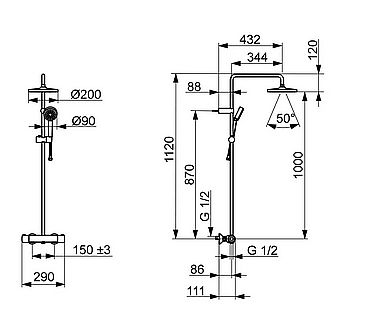 HANSA BASIC 55350110 sprchová baterie s dešťovou sprchou