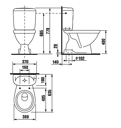 JIKA Euroline H8602730007873 kombinační klozet, hluboké splachování, svislý odpad