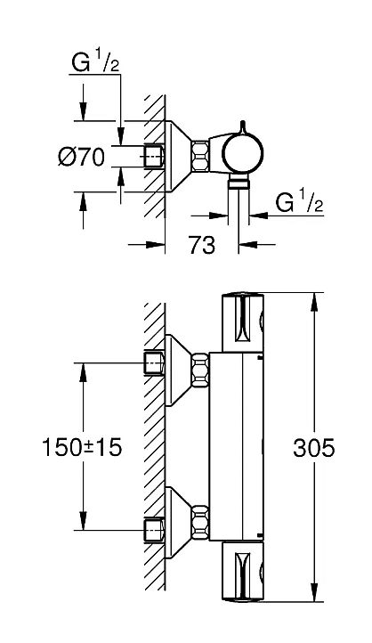 Grohe Grohtherm 34558000 termostatická nástěnná sprchová baterie - chrom