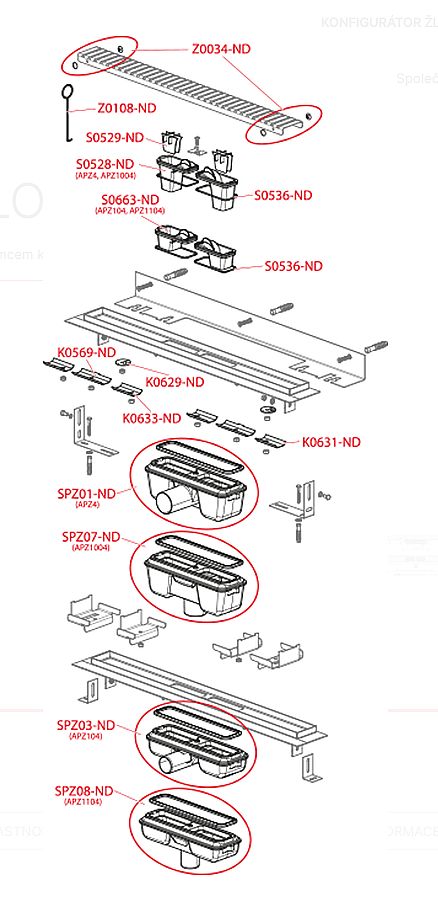 Alcadrain APZ104 750 podlahový žlab