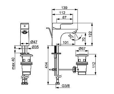 HANSA BASIC 55402203 umyvadlová páková baterie s odpadní soupravou