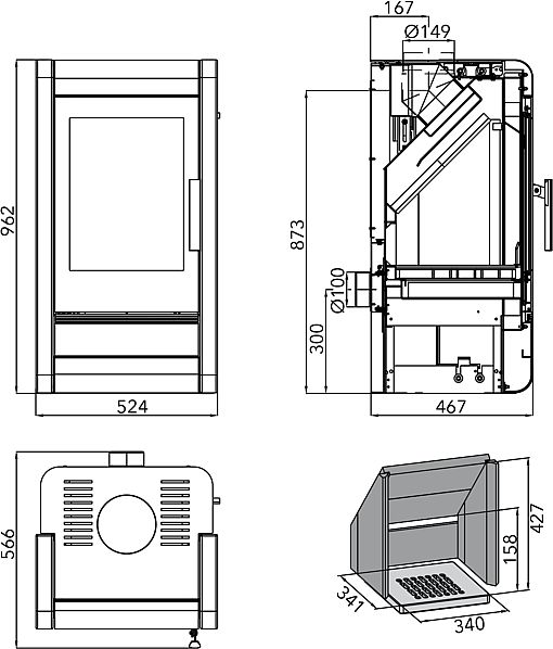 HAAS + SOHN Avesta 0435016100000 krbová kamna černá woodstone