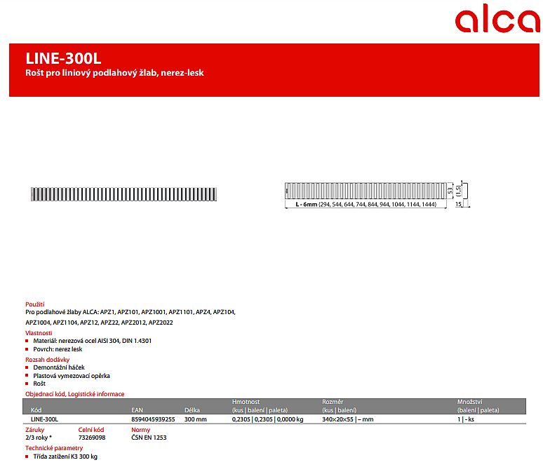 Alcadrain APZ4 850 podlahový žlab