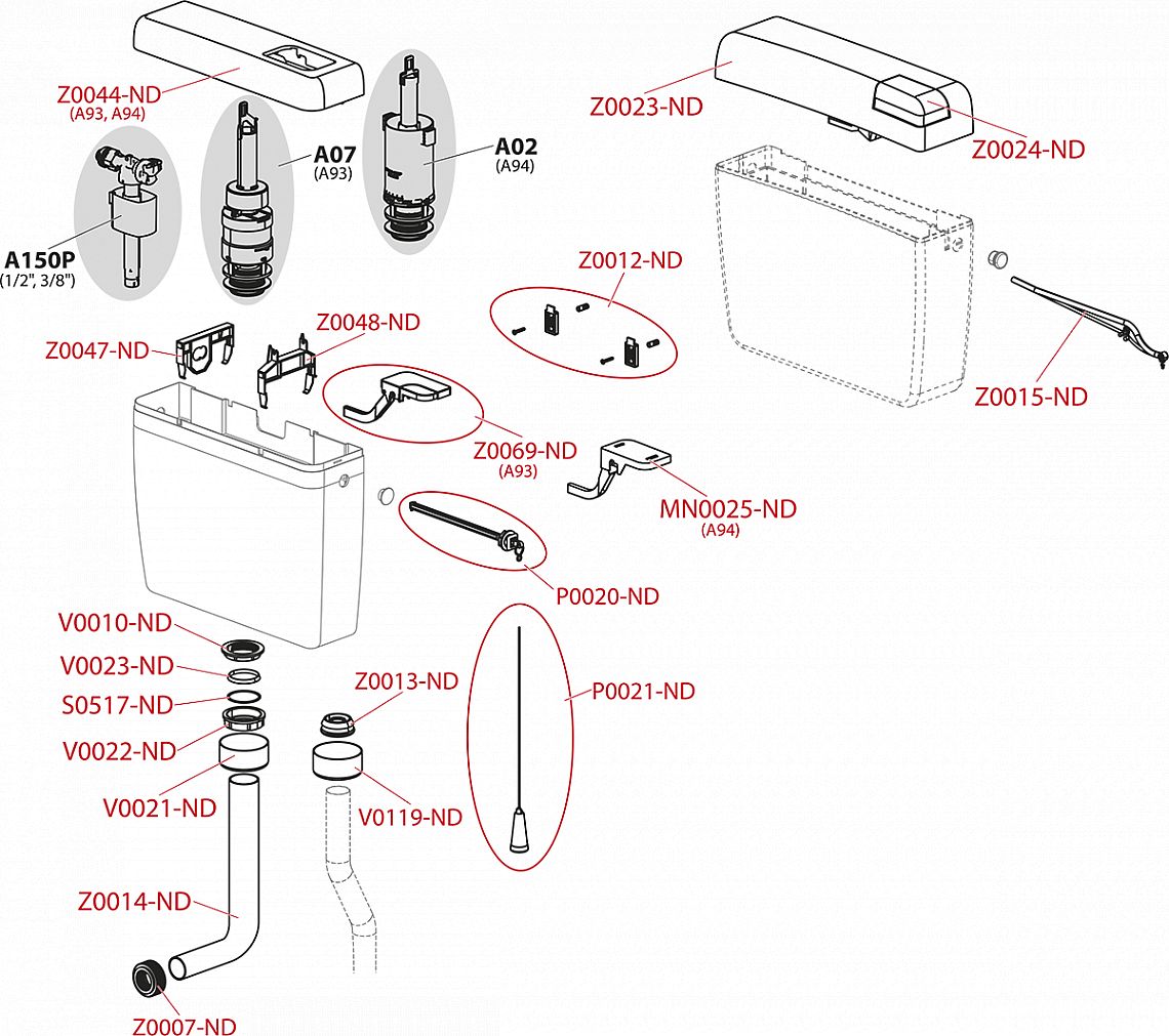 Alcadrain A93 univerzální WC nádržka UNI DUAL 1/2“