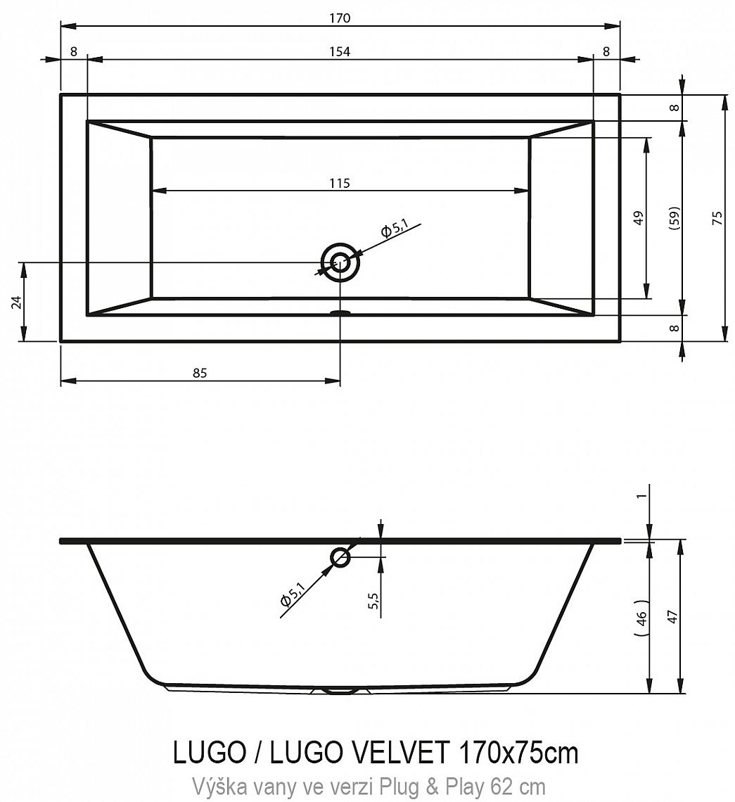 Riho Lugo Plug & Play Corner vana 170x75cm B132015005