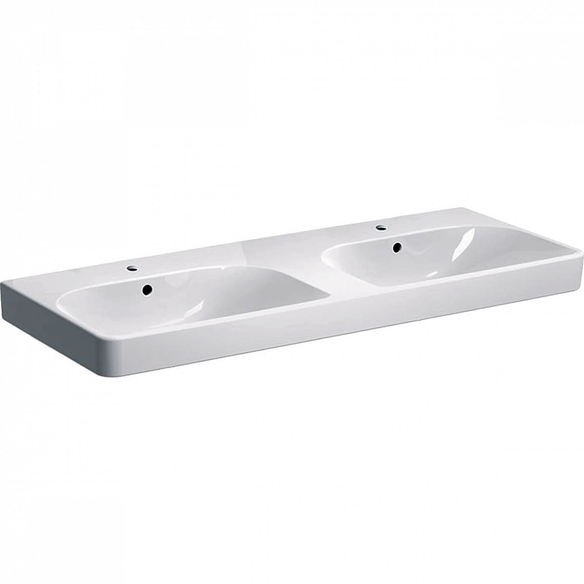 GEBERIT Smyle Square 500.223.01.1 dvojité umyvadlo B=120cm, T=48cm, Otvor pro baterii=Uprostřed, Přepad=Viditelně, Bílá