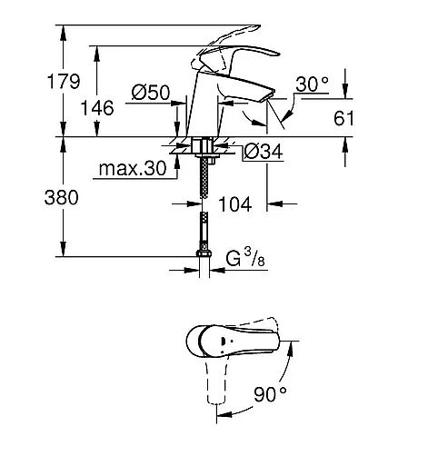 Grohe Eurosmart 32154002 páková umyvadlová baterie - chrom