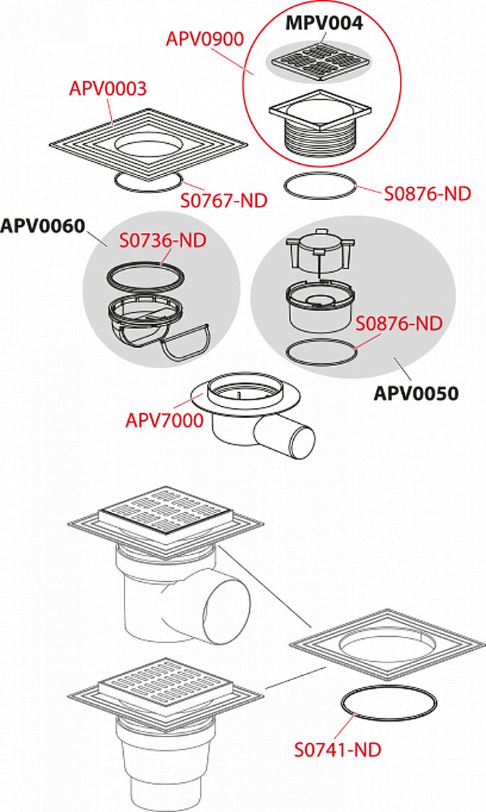 Alcadrain APV11 podlahová vpusť 150x150/110 - přímá