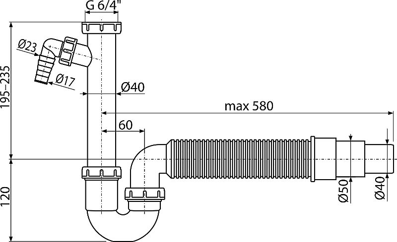 Alcadrain A83-DN50/40 sifon dřezový 50/40