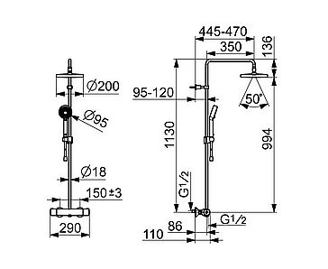 HANSA MICRA 44350130 sprchová baterie s dešťovou sprchou