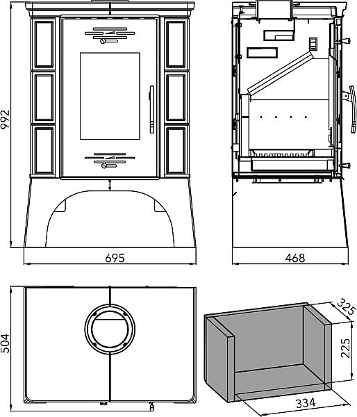 HAAS + SOHN Eboli 0332215500000 krbová kamna černá, hnědá