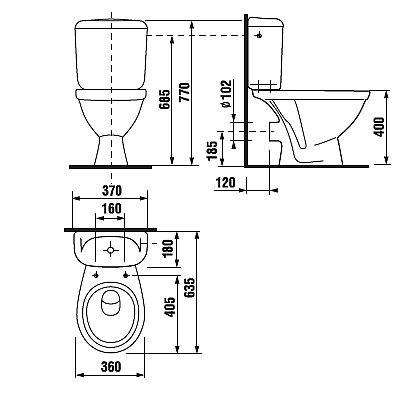 JIKA Euroline H8602720007873 kombinační klozet, hluboké splachování, vodorovný odpad