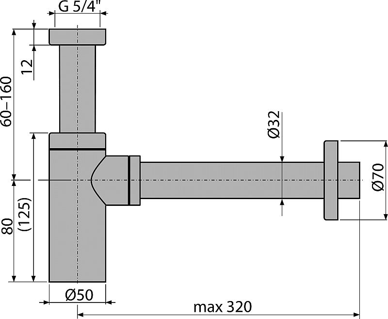 Alcadrain A400 sifon umyvadlový DN32 DESIGN - celokovový, kulatý