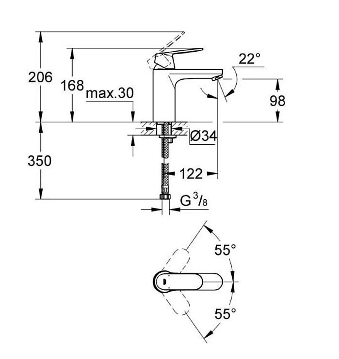 Grohe Eurosmart Cosmopolitan 23327000 baterie stojánková umyvadlová