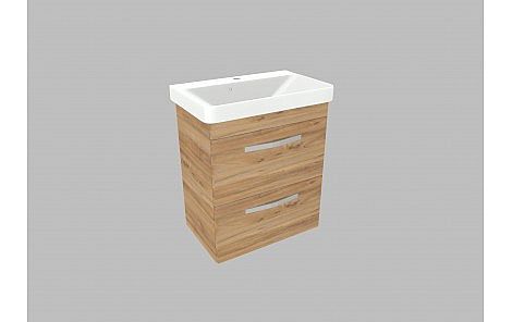 Willy nábytek Plus KR WPLXT70.17.17 koupelnová skříňka s keramickým umyvadlem, barva ořech/pacifik