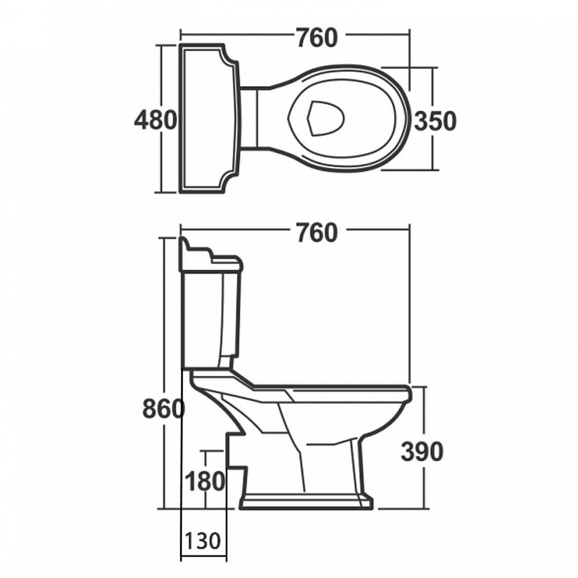 SAPHO AQUALINE ANTIK WC kombi mísa, bílá, AK107-432