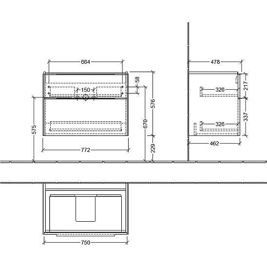 Villeroy Boch Subway 3.0 skřínka C57000RH  973x576x478 Oak Kansas