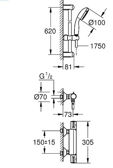 Grohe Grohtherm 34565001 termostatická sprchová baterie se sprchovou soupravou