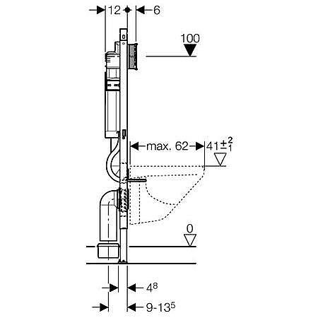 GEBERIT Duofix 111.355.00.5 montážní prvek pro závěsné WC, 115 cm, se splachovací nádržkou pod omítku Sigma 12 cm,