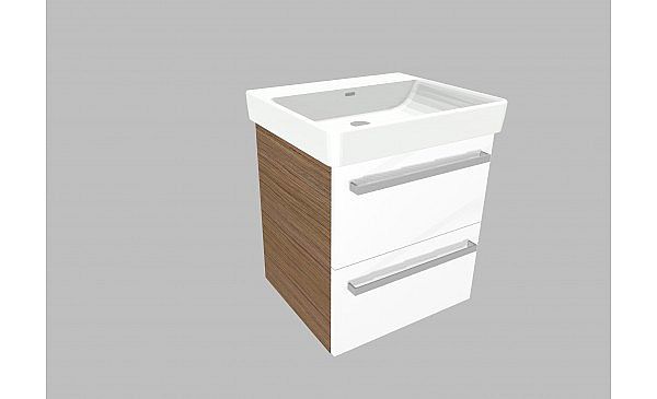 Willy nábytek Plus KR WPKPS55.26.1. koupelnová skříňka s keramickým umyvadlem, barva Mocca/bílá