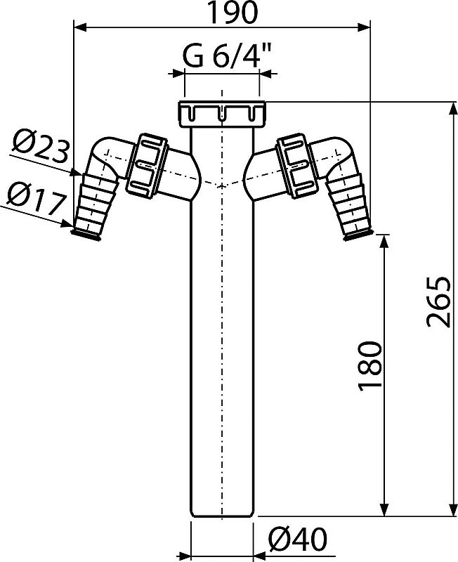 Alcadrain A44M-DN40 mezikus s převlečnou maticí 6/4