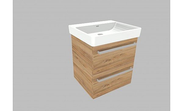Willy nábytek Plus KR WPKPS55.17.17. koupelnová skříňka s keramickým umyvadlem, barva ořech/pacifik