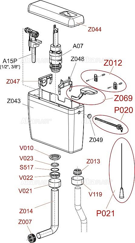 Alcadrain Z0014-ND wc náhradní koleno  A93