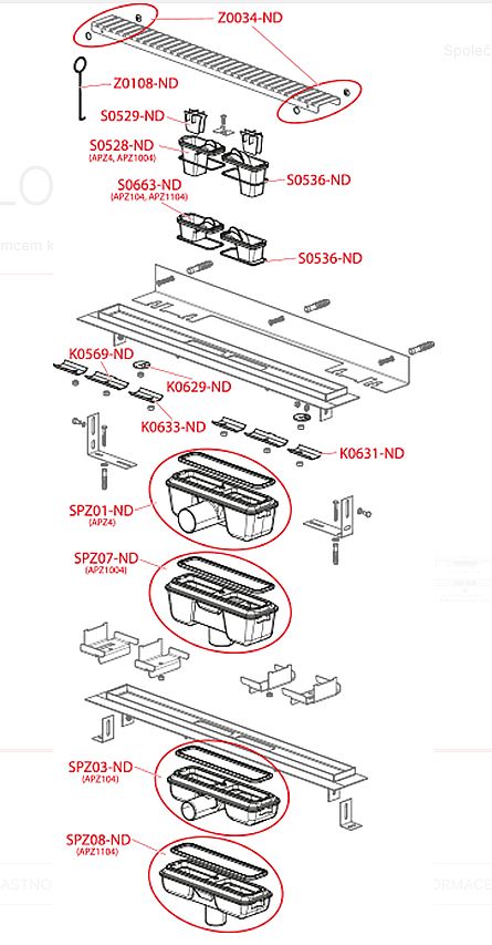 Alcadrain APZ104 950 podlahový žlab