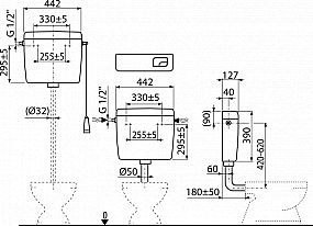 Alcadrain A93 univerzální WC nádržka UNI DUAL 1/2“