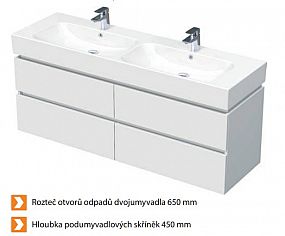 INTEDOOOR STORM NEW podumyvadlová skříň s dvojumyvadlem Pinto 150cm, 4 zásuvky, STORM NEW 150D 4Z