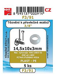 Těsnění F3/91 k rohovým ventilům a pancéřovým hadičkám - kuželové, sada - kužel - plast 3/8