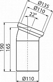 Alcadrain A90-22 dopojení k WC - koleno 22°