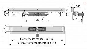 Alcadrain APZ104 750 podlahový žlab