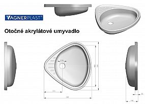 Willy otočné umyvadlo Vagnerplast -  KOMPLET + koš pod otočné umyvadlo s trubkou 18cm