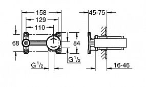 Grohe OHM 23571000 podomítkové vestavbové těleso pro 2 otvorové nástěnné baterie