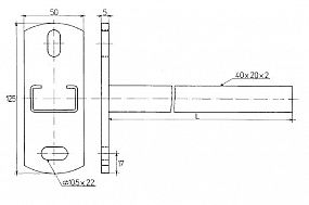 Rabovský konzola nosník C40x20, l - 250mm otočená 32102251