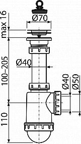 Alcadrain A441 sifon dřezový DN50/40