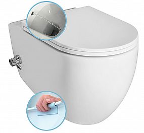 SAPHO ISVEA INFINITY CLEANWASH závěsná WC mísa, integrovaný ventil a bidet. sprška, Rimless, 36,5x53cm, 10NFS1001I