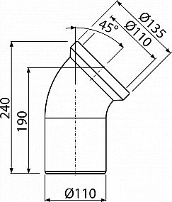 Alcadrain A90-45 dopojení k WC - koleno 45°