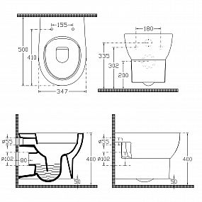 SAPHO 10AB02002 ABSOLUTE závěsná WC mísa, Rimless, 35x50cm, bílá