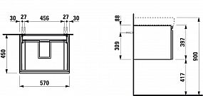 LAUFEN PRO S H4833720964751 skříňka pod umyvadlo 57 × 45 × 39 cm,se zásuvkou a vnitřní zásuvkou, bílá lesk