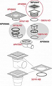 Alcadrain APV11 podlahová vpusť 150x150/110 - přímá