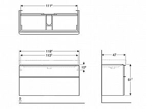 GEBERIT Smyle Square 500.355.00.1 skříňka pod umyvadlo se dvěma zásuvkami: B=118.4cm, H=61.7cm, T=47cm