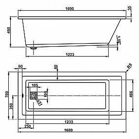 VAGNERPLAST Cavallo vana 160x70 akrylátová, VPBA167CAV2X-04