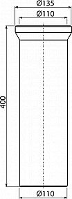 Alcadrain A91-400 dopojení k WC - nátrubek 400mm