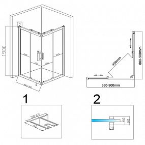 Hydrosan KZ102B sprchový kout čtverec 90 chrom/transparent