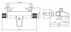 SAPHO AQUALINE MB106 ACTION nástěnná vanová termostatická baterie, chrom