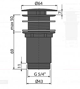 Alcadrain A396BLACK výpust umyvadlová 5/4